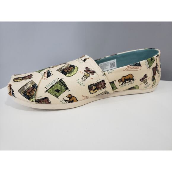 NEW Toms 8.5 Alpargata Slip On Shoes Camping Cabin‎ Bear Print Hunting Hiking - Picture 6 of 8